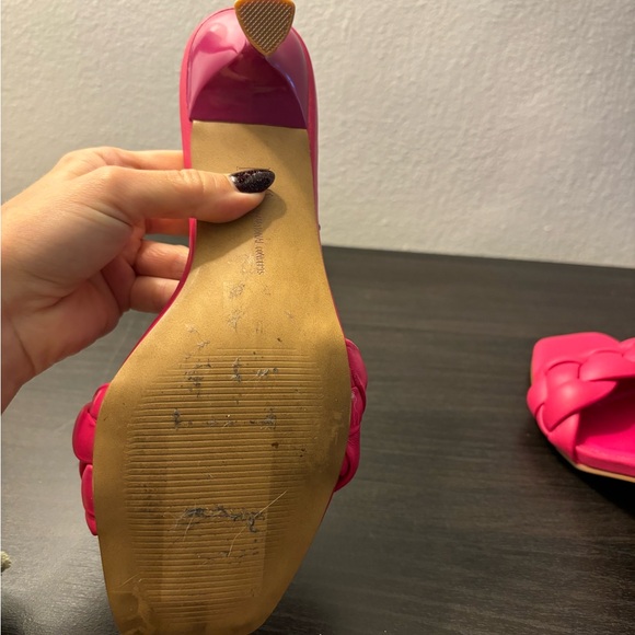 INC Hot Pink Braided Mule Sandals | Size 7.5 | Square Toe Kitten Heels - Picture 12 of 12